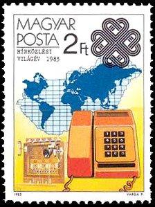 (1983-045) Марка Венгрия "Телефонный аппарат" , III O