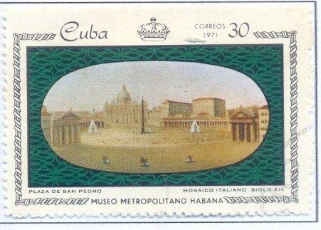 (1971-020) Марка Куба "Площадь Св. Петра, Рим" Городской музей, Гавана III 