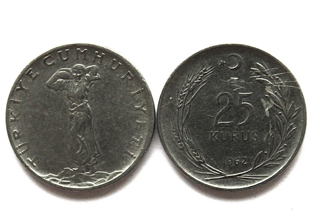ТУРЦИЯ 25 куруш 1962 (KM# 892.2) Турчанка