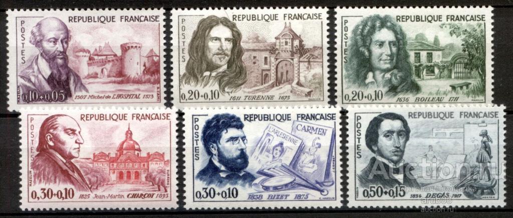 - Франция 1960 Медицина Красный крест Выдающиеся люди Искусство Культура Литература сер6мар**|V1-45|