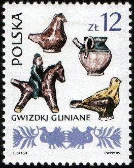 (1985-022) Марка Польша "Глиняные свистульки" Народные музыкальные инструменты II 