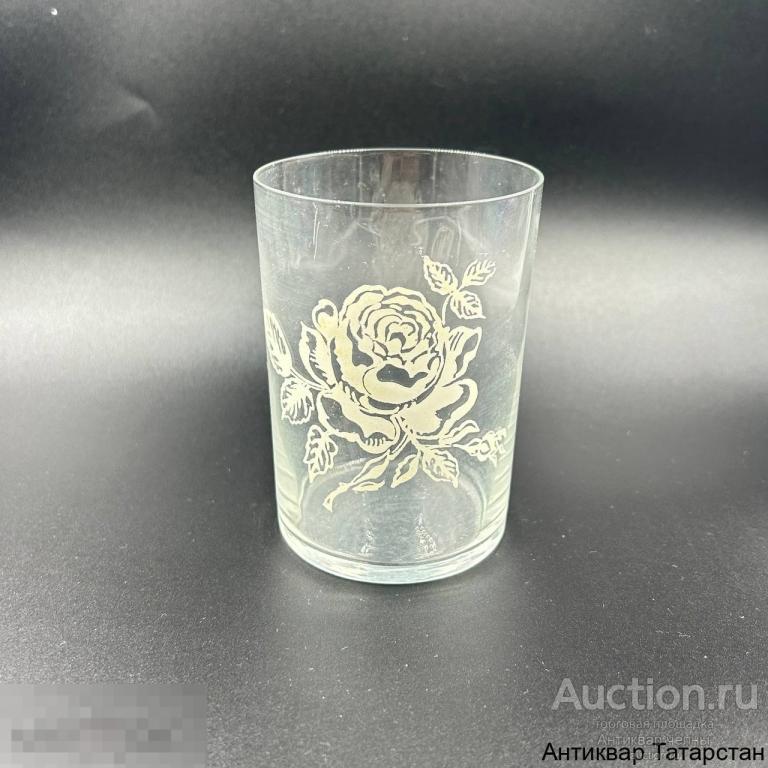 (36246) Стакан чайный для подстаканника Роза Цветок Тонкое стекло СССР Винтаж!