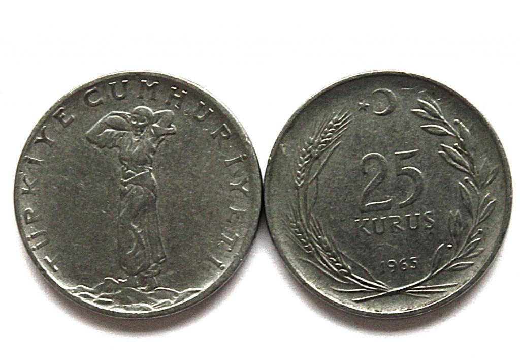 ТУРЦИЯ 25 куруш 1965 (KM# 892.2) Турчанка