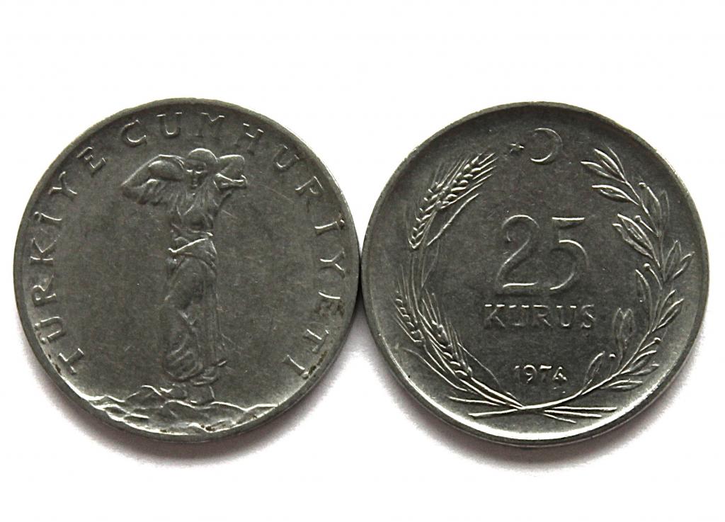 ТУРЦИЯ 25 куруш 1974 (KM# 892.3) Турчанка