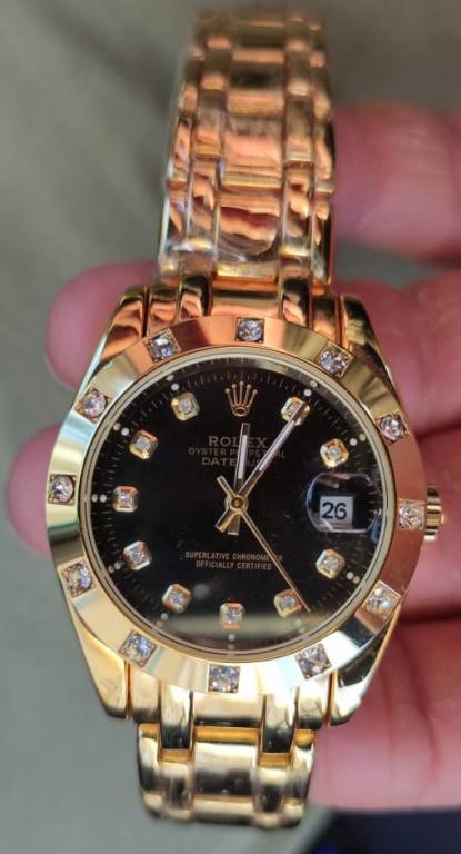 наручные мужские часы Rolex , позолота 18 карат, механика, автоподзавод, новые, копия