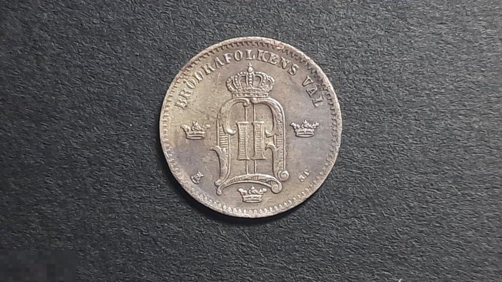 (WG) 10 Эре Оре 1875 Швеция серебро (ДЮ) из коллекции состояние