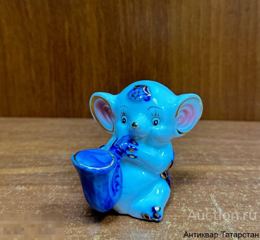 (35697) Фигурка Мышонок играет на трубе Фарфор высота 6 см Красивая!