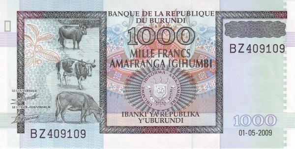 (2009) Банкнота Бурунди 2009 год 1 000 франков "Крупный рогатый скот"  UNC