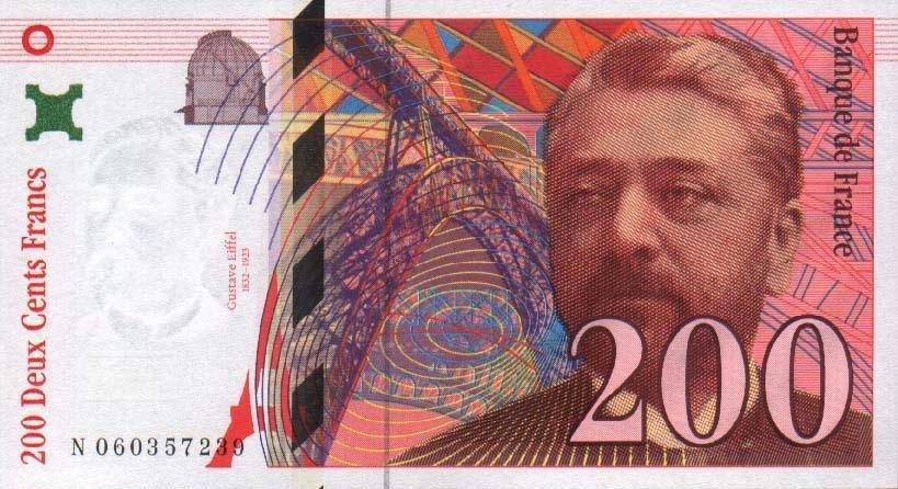 (Bruneel Bonnardin Barroux) Банкнота Франция 1997 год 200 франков "Гюстав Эйфель"  XF