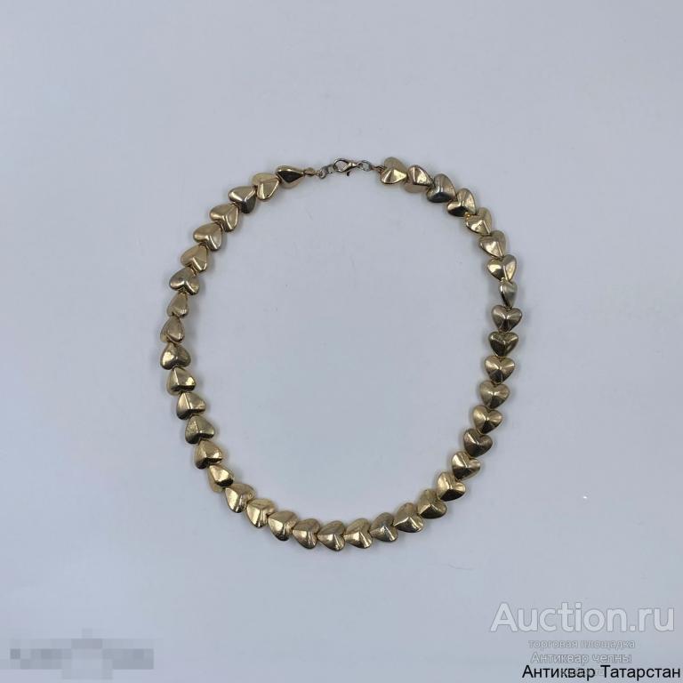 (38164) Бусы - ожерелье "Сердечки Сердца", бижутерия, длина 40см Винтаж!