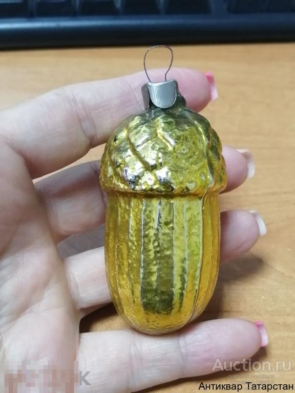 Ёлочная игрушка Жёлудь стекло СССР