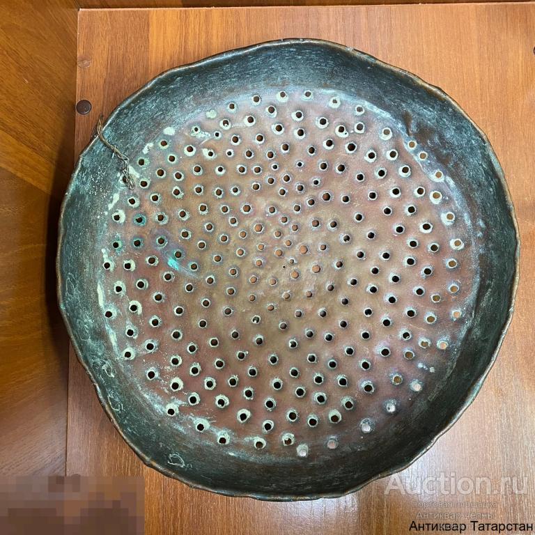 (37950) Сито дуршлаг решето медное старинное, диаметр 37см, Царская Россия Состояние! Редкость!