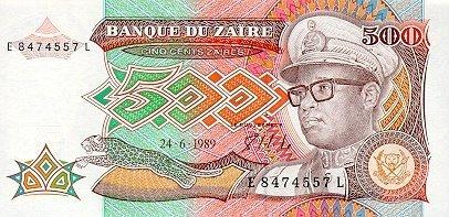 Банкнота Заир 1989 год 500 заиров "Мобуту Сесе Секо"  UNC