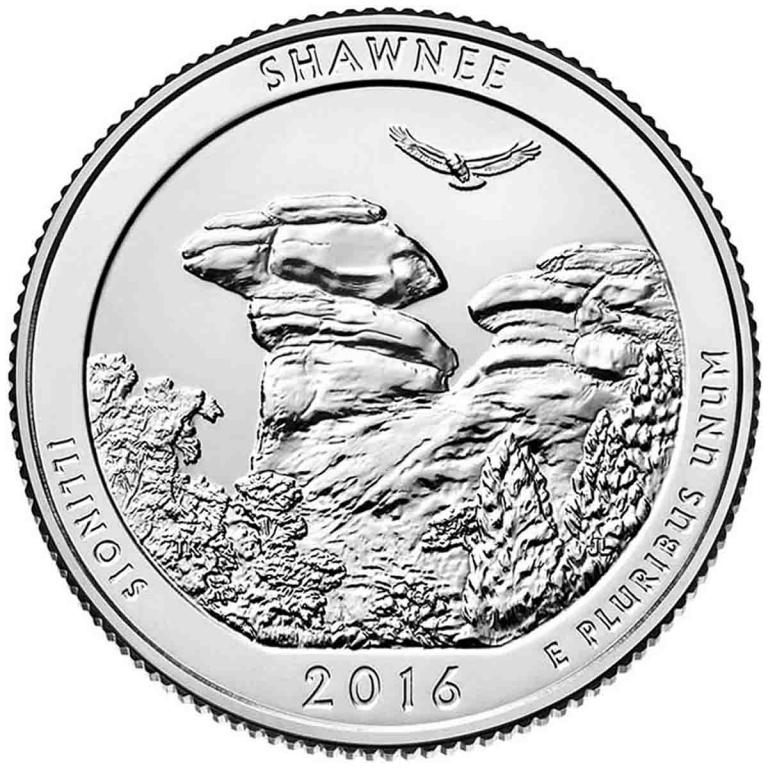 (031d) Монета США 2016 год 25 центов "Шоуни" Медь-Никель UNC