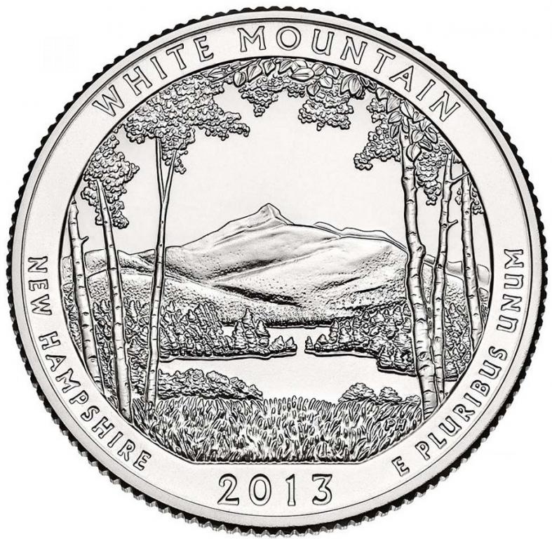(016p) Монета США 2013 год 25 центов "Белые горы" Медь-Никель UNC