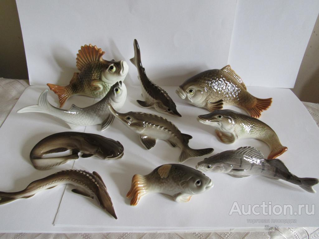 Фарфоровые статуэтки рыбы новые