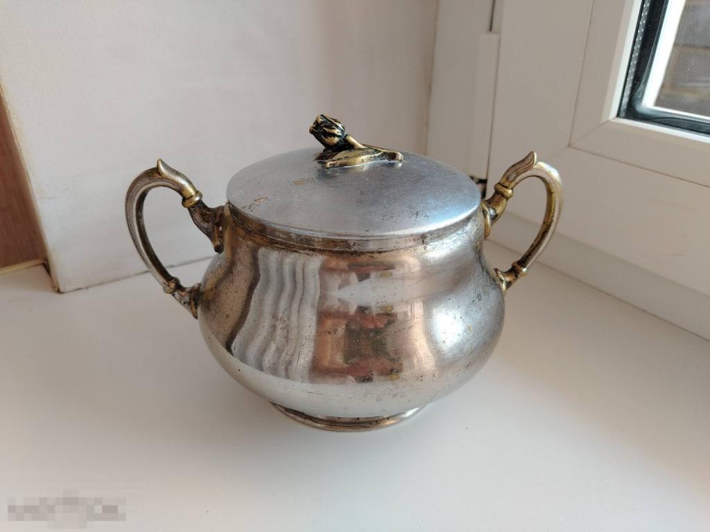 Старинная сахарница, орешница, конфетница, посеребрение. Братья Бух, Варшава. Редкая