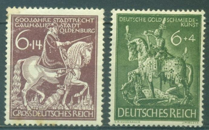 Германия 1942-43 г.г.  Рыцарь Ювелирная выставка негашеная* (клей, наклейка)
