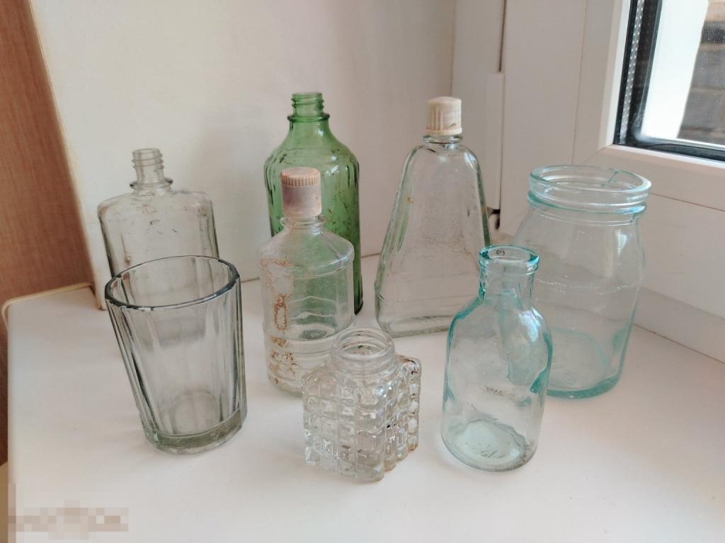 Старинный флакон, стекло, посуда. Одним лотом. 