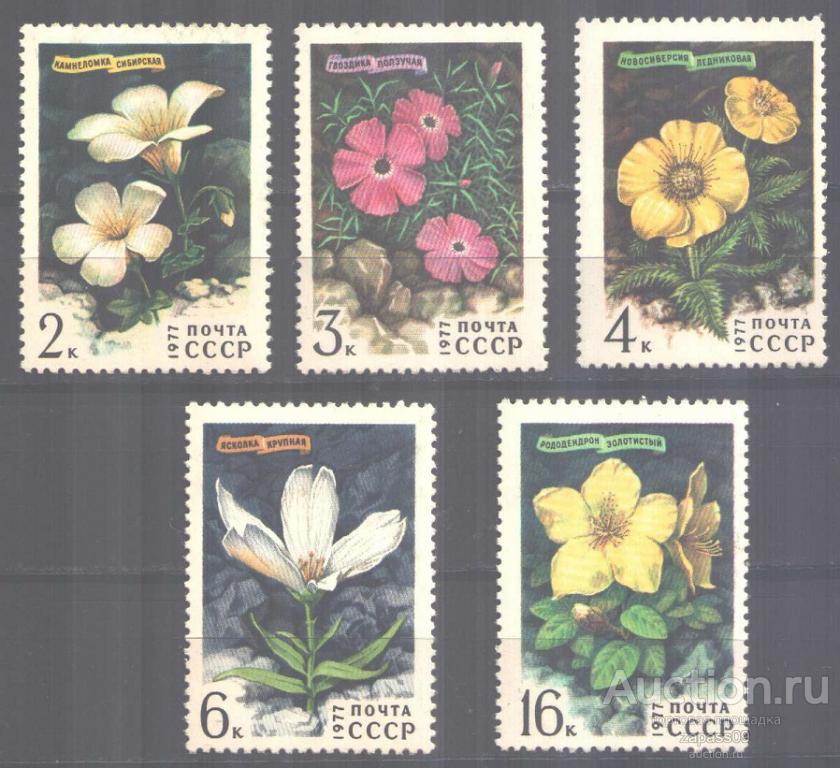 0225. СССР. 1977г. Цветы гор Сибири. № 4696-4700.**.