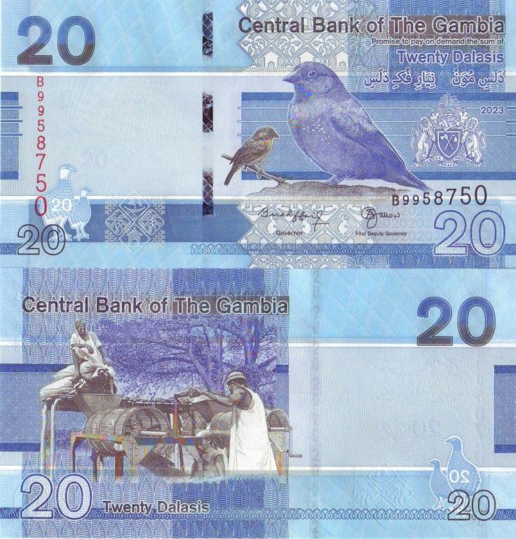 Гамбия 20 даласи 2023 P39c пресс unc