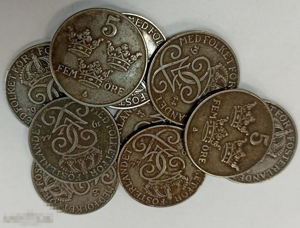 (WG) 5 эре оре 1944 Швеция цена за 1 шт.