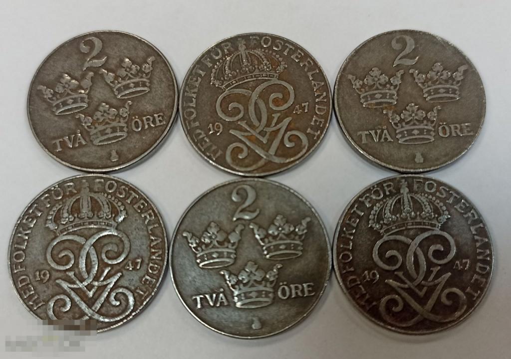 (WG) 2 эре оре 1947 Швеция цена за 1 шт.