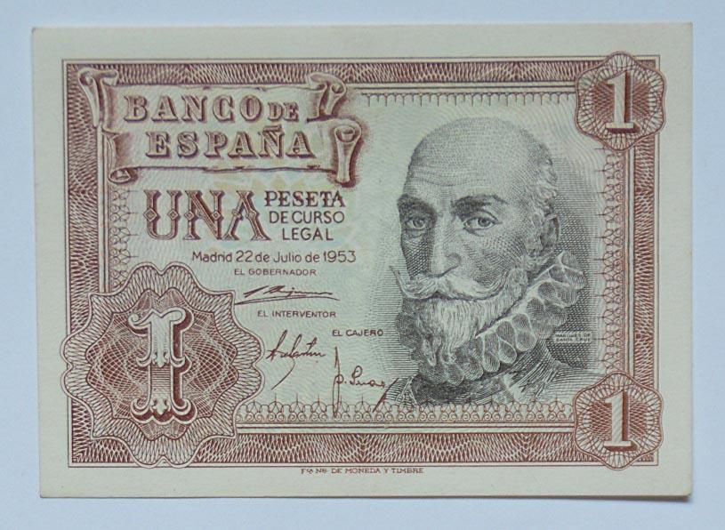 Испания 1 песета 1953 XF+ (К35)