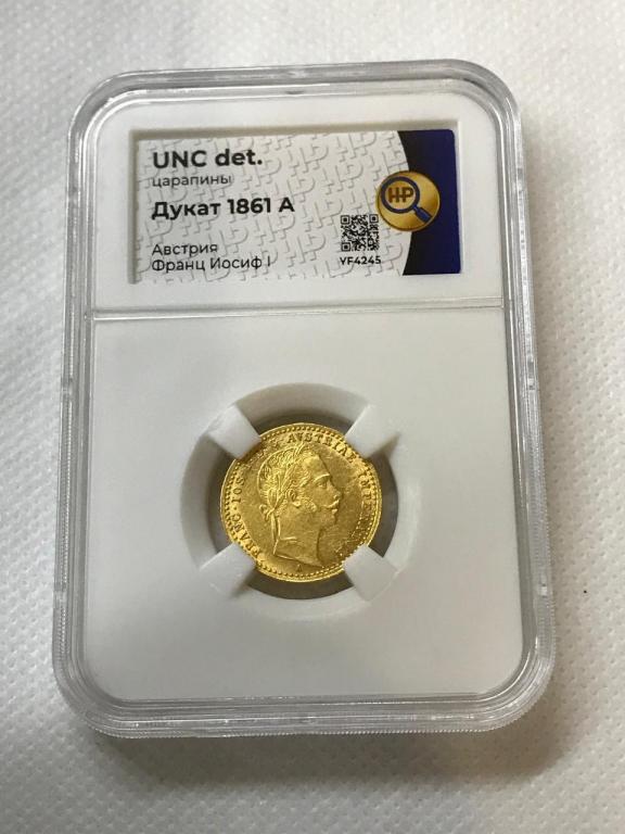 Австрия 1 дукат 1861 A Франц Иосиф I ЗОЛОТО в слабе ННР UNC