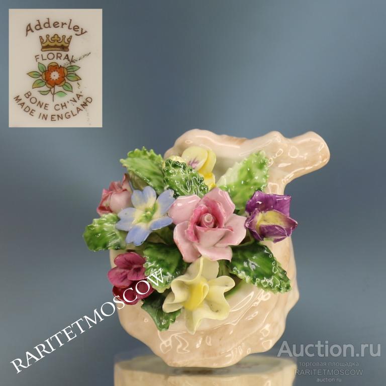 Корзина с цветами ваза фарфор роспись роза Adderley Англия 1