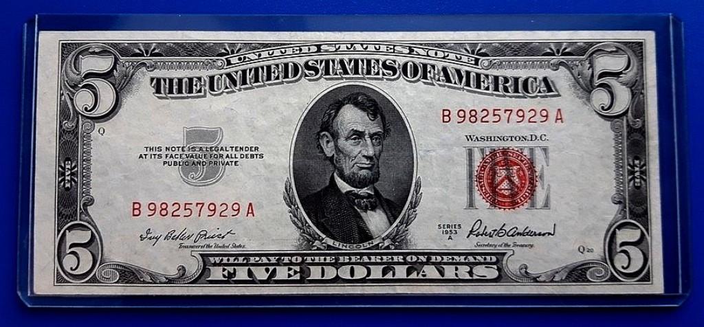 США 5 долларов 1953гА .. B 98257929 A