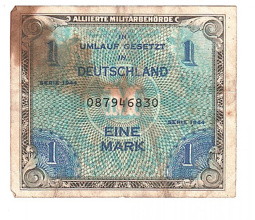 Германия 1 марка 1944 F - знак-ловушка английская зона ответственности