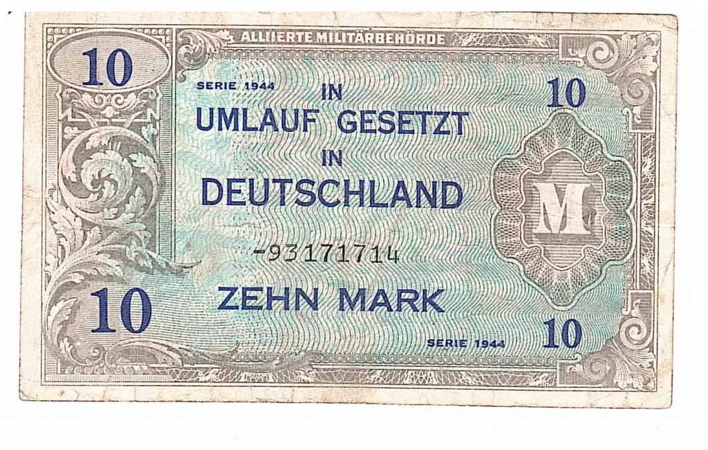 Германия 10 марка 1944 без F - знак-ловушка зона ответственности СССР