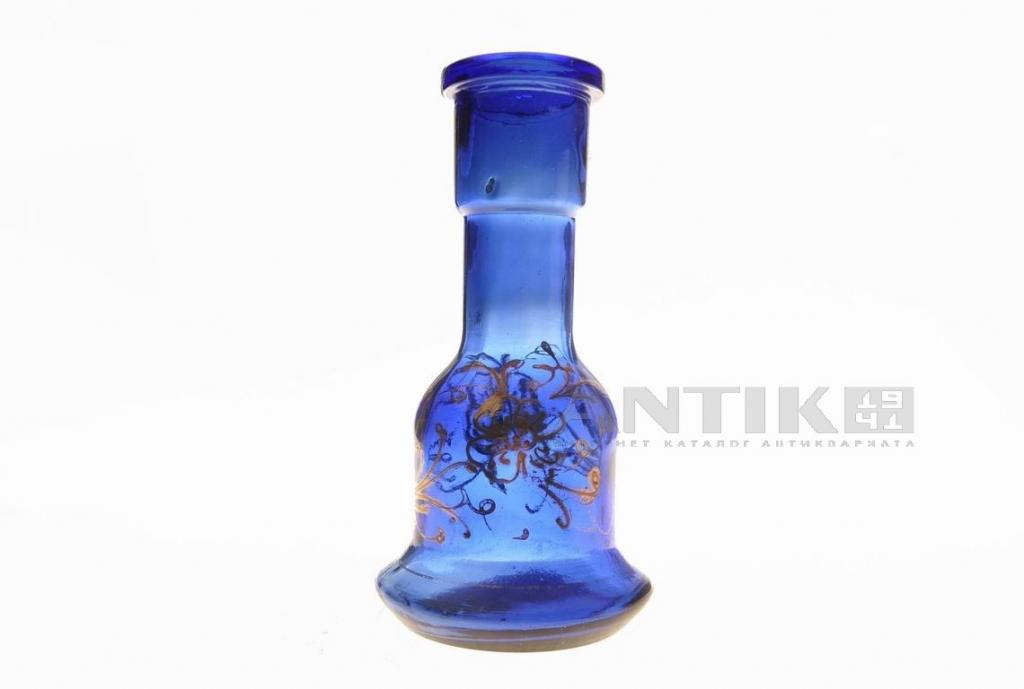 Старинная колба для кальяна, кобальтовое стекло.