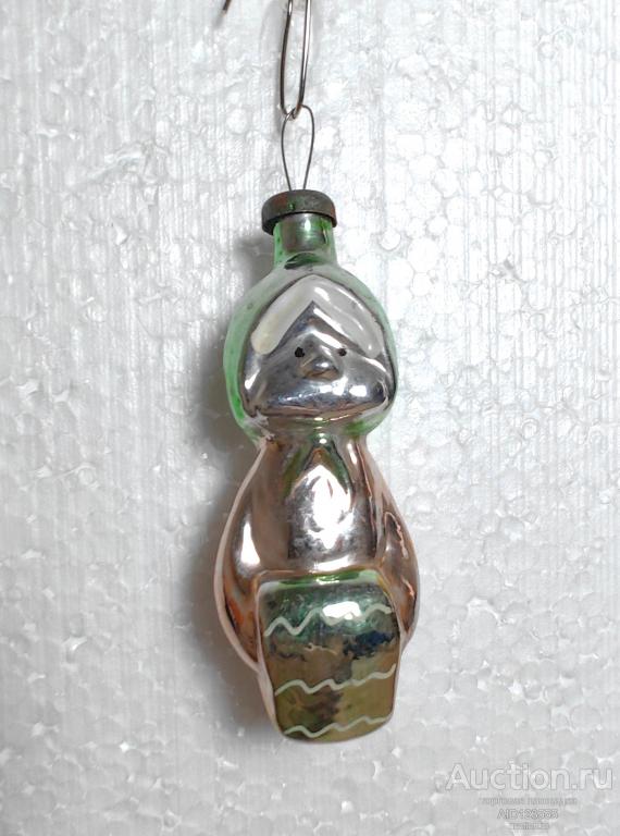 Елочная новогодняя игрушка стекло СССР Бабка старуха с полотенцем Сказка