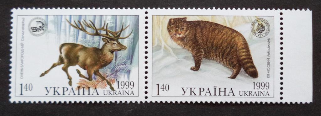 Украина 1999 г.  Фауна . Олень . Котик  **   Л.15