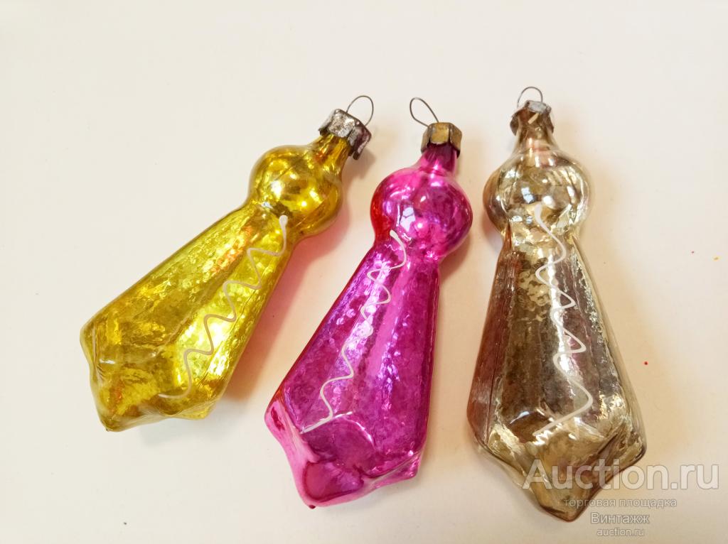 Елочные игрушки Подвески стекло СССР цена за 3шт