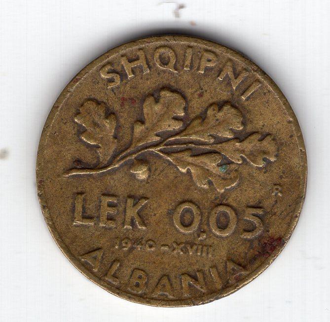 0,05 лек - Албания - 1940 - KM#27