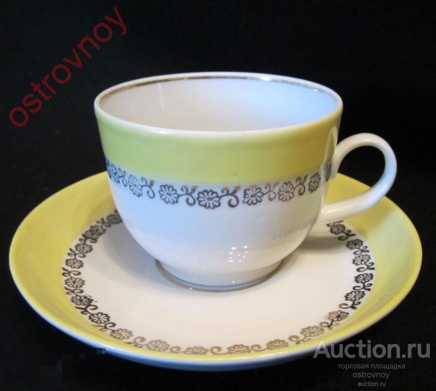 Чайная пара + блюдце. Красный фарфорист 1971-91 гг.