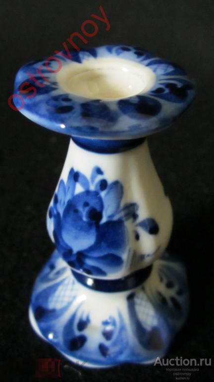 Подсвечник, фарфор, 6 см. Гжель, авторская работа. Hand made.