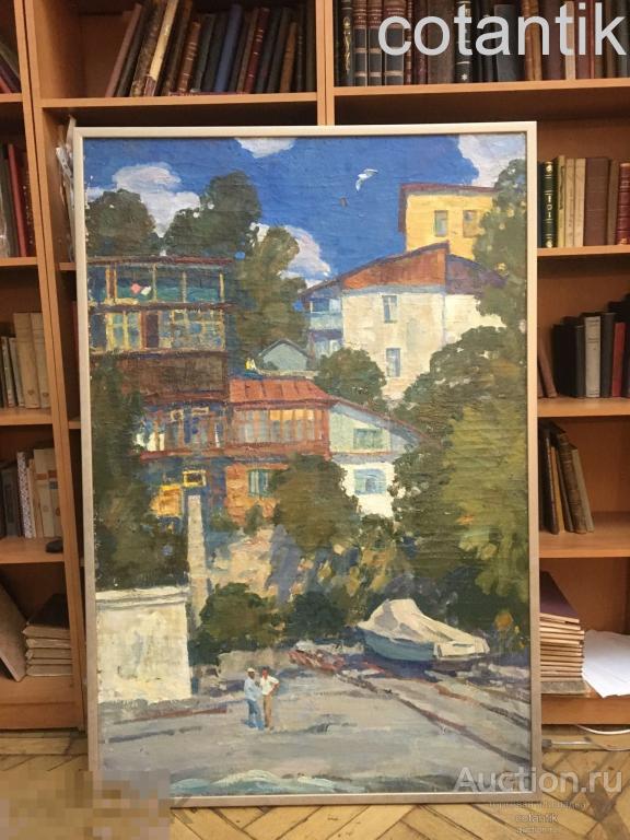 Старинная антикварная картина.Постнов,Л.А. Гурзуф, холст,масло. 1986 год,  Виды Крыма