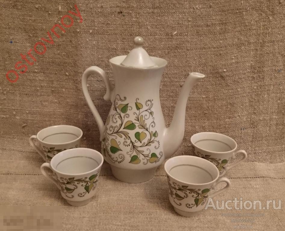 Кофейник и 4 чашки, Полтавский ФЗ, УССР. Один лот