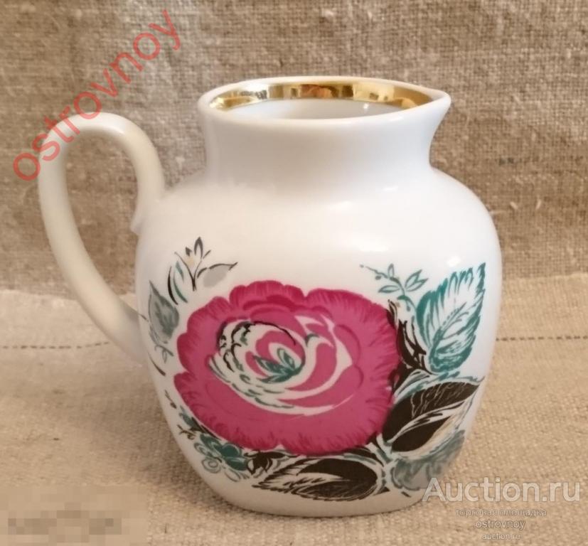 Сливочник, молочник ЛФЗ рис. Роза. Клеймо, позолота. 