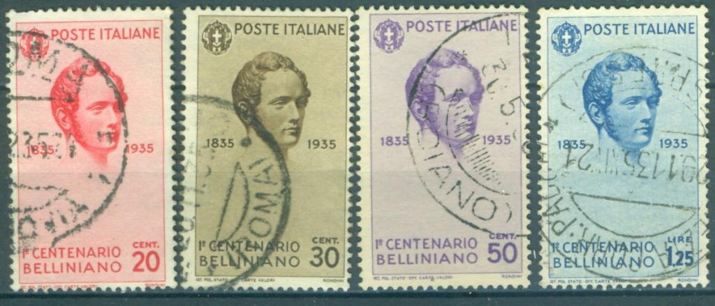 Италия 1935 г.  (часть серии ) 100-летие смерти Беллини (композитор, музыкант) гашеная