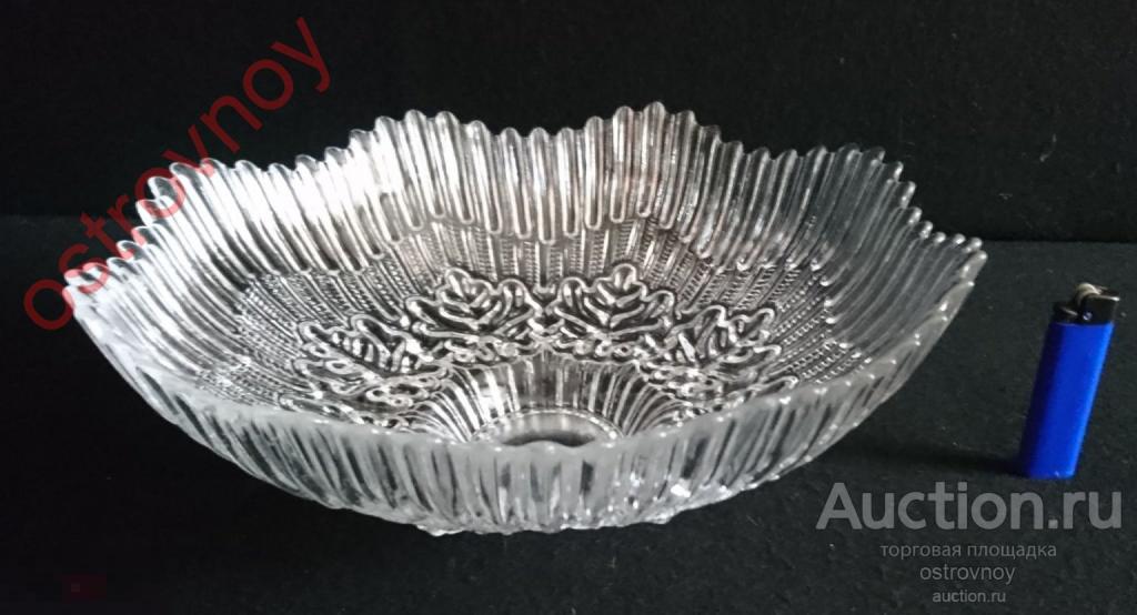 Стекло, хрусталь. Салатник большой, Ø 29 см, ваза для фруктов, конфетница. Без сколов. СССР.