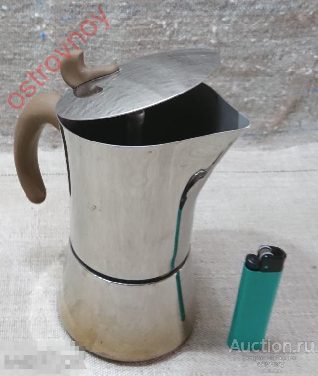 Гейзерная кофеварка Fiseman. h= 17 см. Нержавейка. Крышка закрывается неровно.