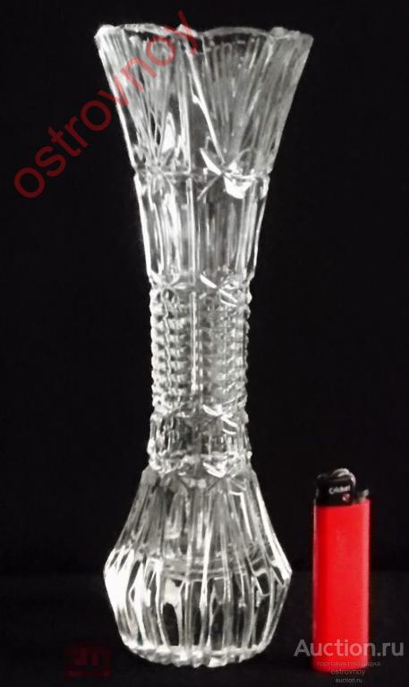 Ваза стекло, хрусталь узкая h=24,5 см
