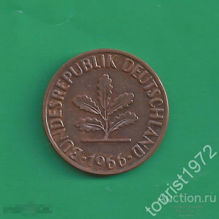 Германия (ФРГ) 2 пфеннига 1966 год J