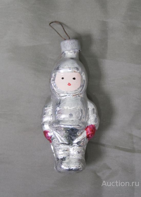 Елочная игрушка Водолаз, космонавт, серебристый, высота 6,5 см (11)
