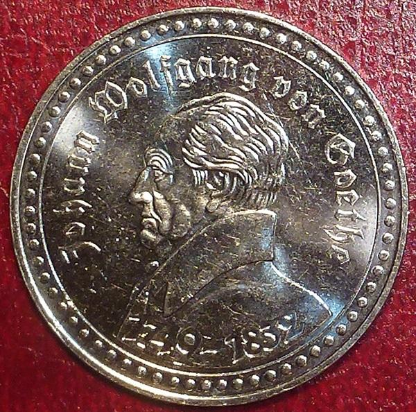 Германия. Жетон. ИОГАН ВОЛЬФГАНТ ФОН ГЁТТЕ. 1749-1832. 27 мм.